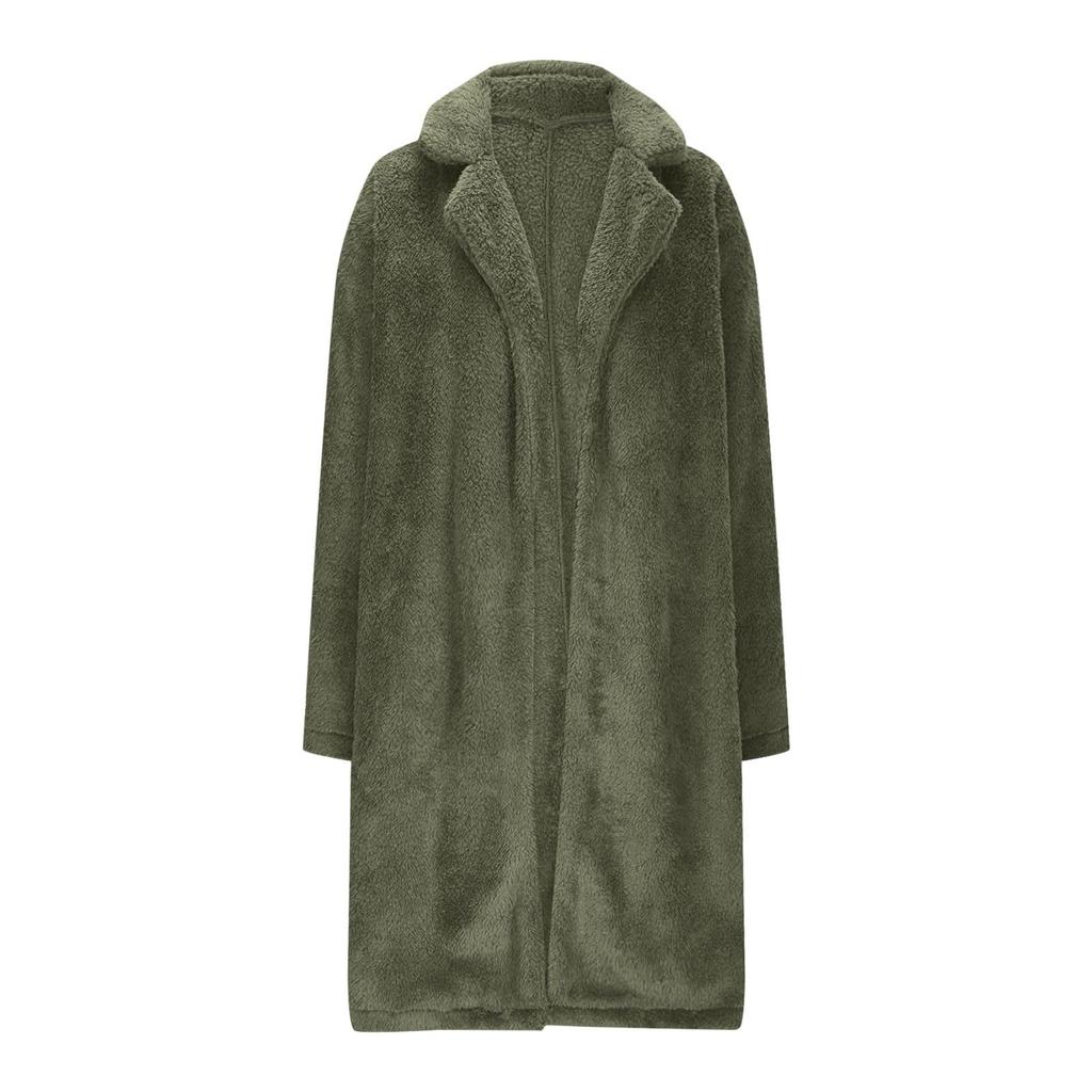 Women's Long-sleeved Warm Plush Jacket With A Lapel