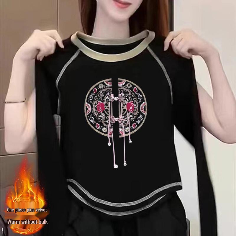 

Women s 2024 Velvet Long-Sleeve Double-Sided Top - Autumn/Winter Ins Style S recommended for 70-100 jin