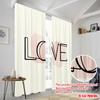 2pcs 2D flat printing Window Curtains Watercolor Blush Love Fabric Without Electricity Festive Wall Decor for Holiday Family