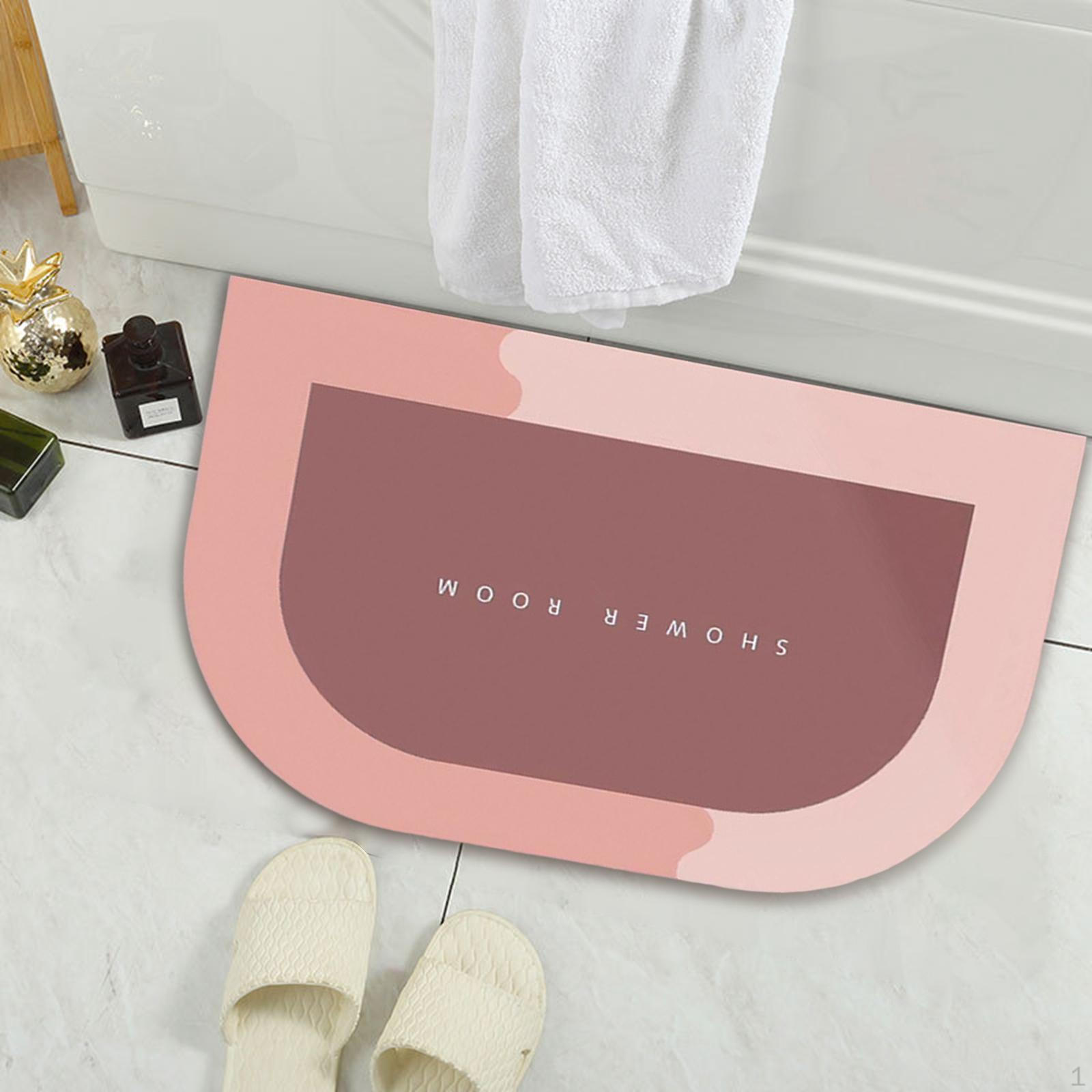 Diatom Mud Bathroom Rug Absorbent Polyester Fiber Diatomite Pad Thick Non Slip Shower Washable Tub Pink 45X75cm