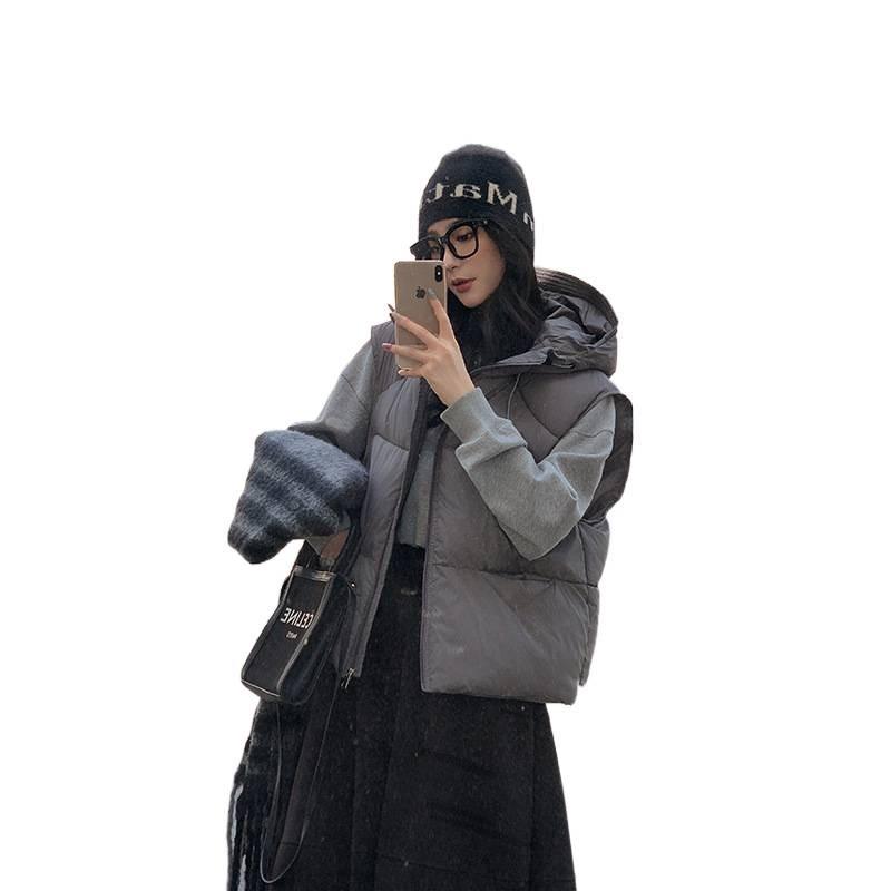 Cotton vest women's short hooded winter new loose small vest vest winter coat women