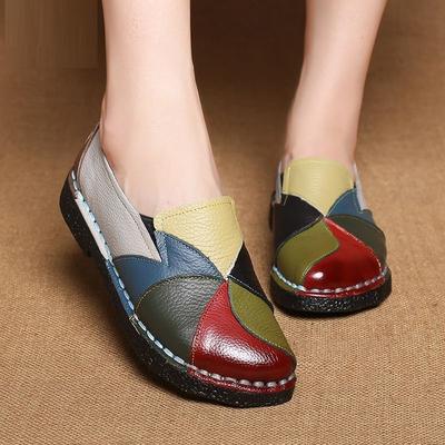 Ballerine con Patch di Design per Donna Scarpe Vintage di Lusso Taglia Grande 42 Mocassini da Donna in Vera Pelle Mamma Mocassini Arcobaleno