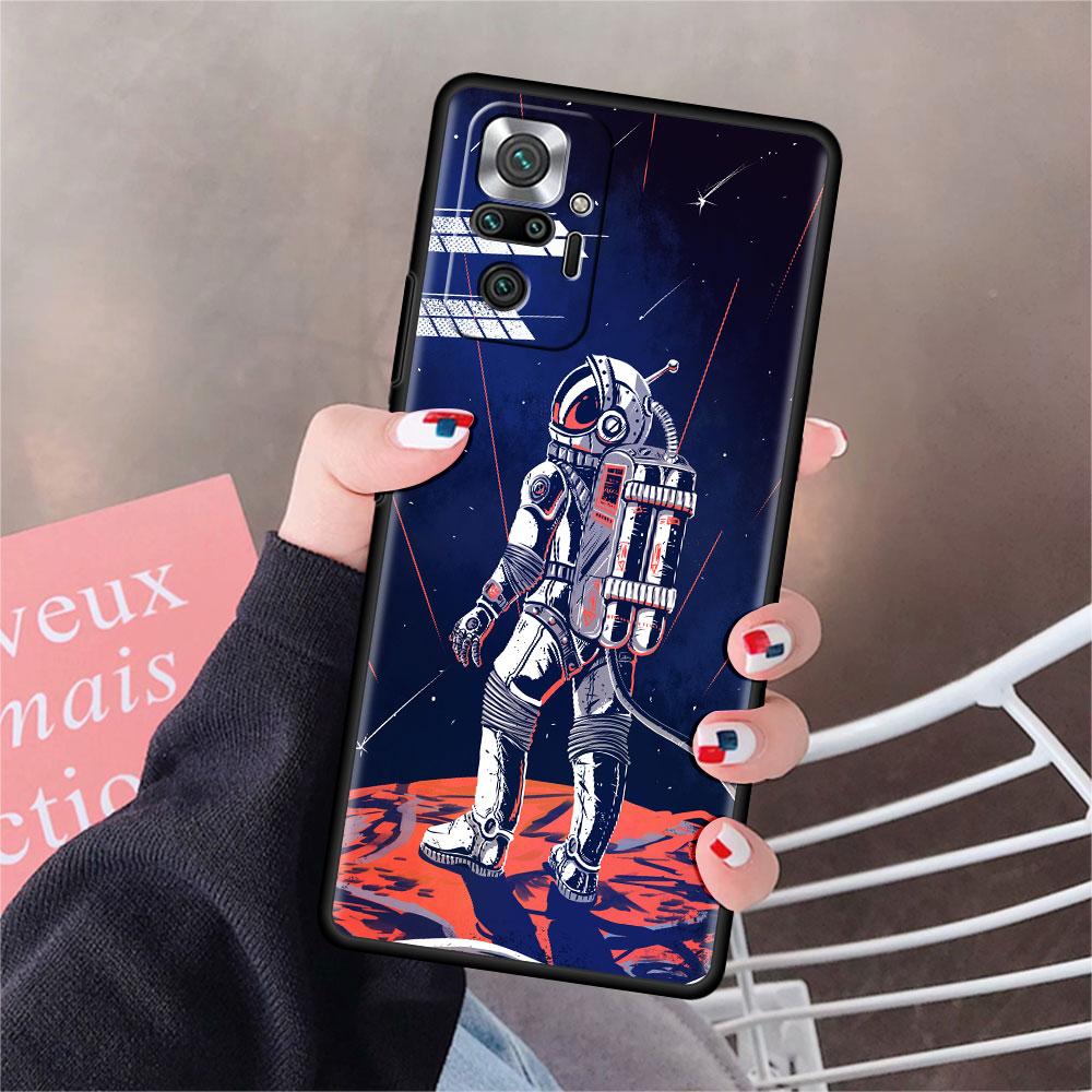 Hülle Für Xiaomi Redmi Note 10 9 11 Pro Weiche Handyhülle 10S 9S K40 8 9A 9C 9T 7 10C 8T Silikonhülle Cool Lonely Astronaut Capa