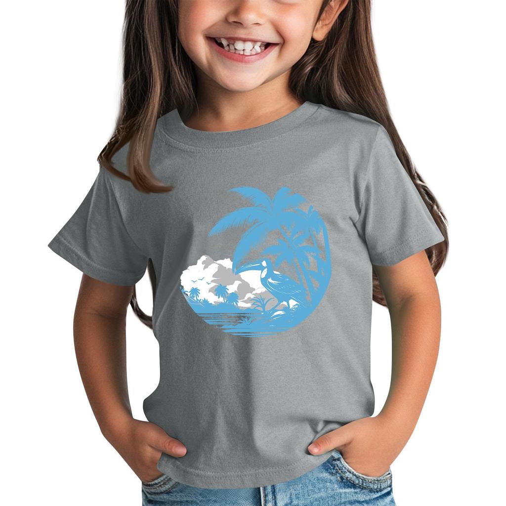 Kindermode Täglich Bedrucktes Rundhals Kurzarm Lässiges T-Shirt Top