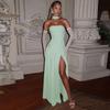 and American Cross-Border New Fashion Women's Clothing: Stylish and Elegant Strapless Slim-Fit Solid Color Slit Backless Dress with Elegant Ribbons
