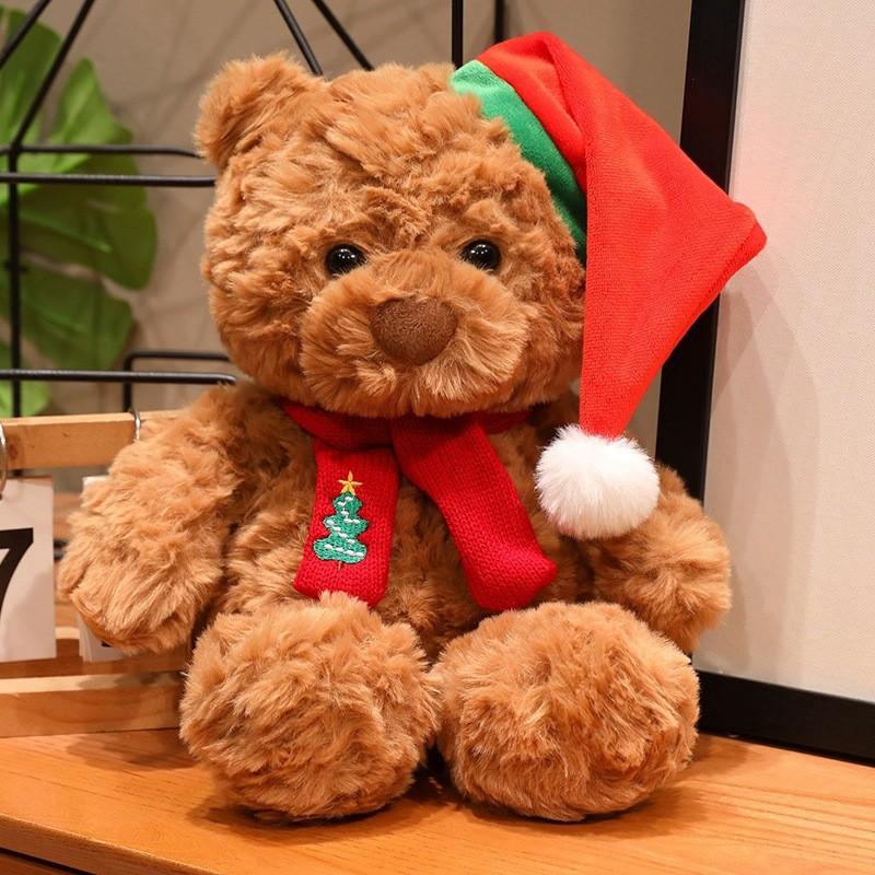 Christmas Teddy Bear Plush Toy With Dress For Holiday Decor Gift For Kids And Adults