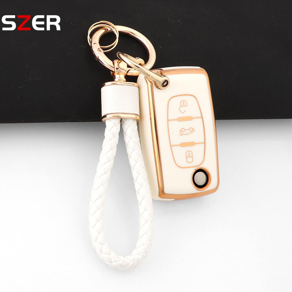 For Citroen C2 C3 C4 C5 C6 Xsara Berlingo For Peugeot 207 307 308 407 607 807 Fashion Tpu Car Key Case Cover Keychain Fob Shell
