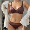 Set de lenjerie de corp din mătase de gheață franceză pentru femei Set de sutien push up din dantelă sexy cu căptușeală detașabilă Sutien cupa subțire Seturi de lenjerie fără sudură