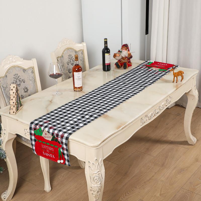 Decor Christmas Home Linen Gingham Table Flag Creative Decorative Goods Item
