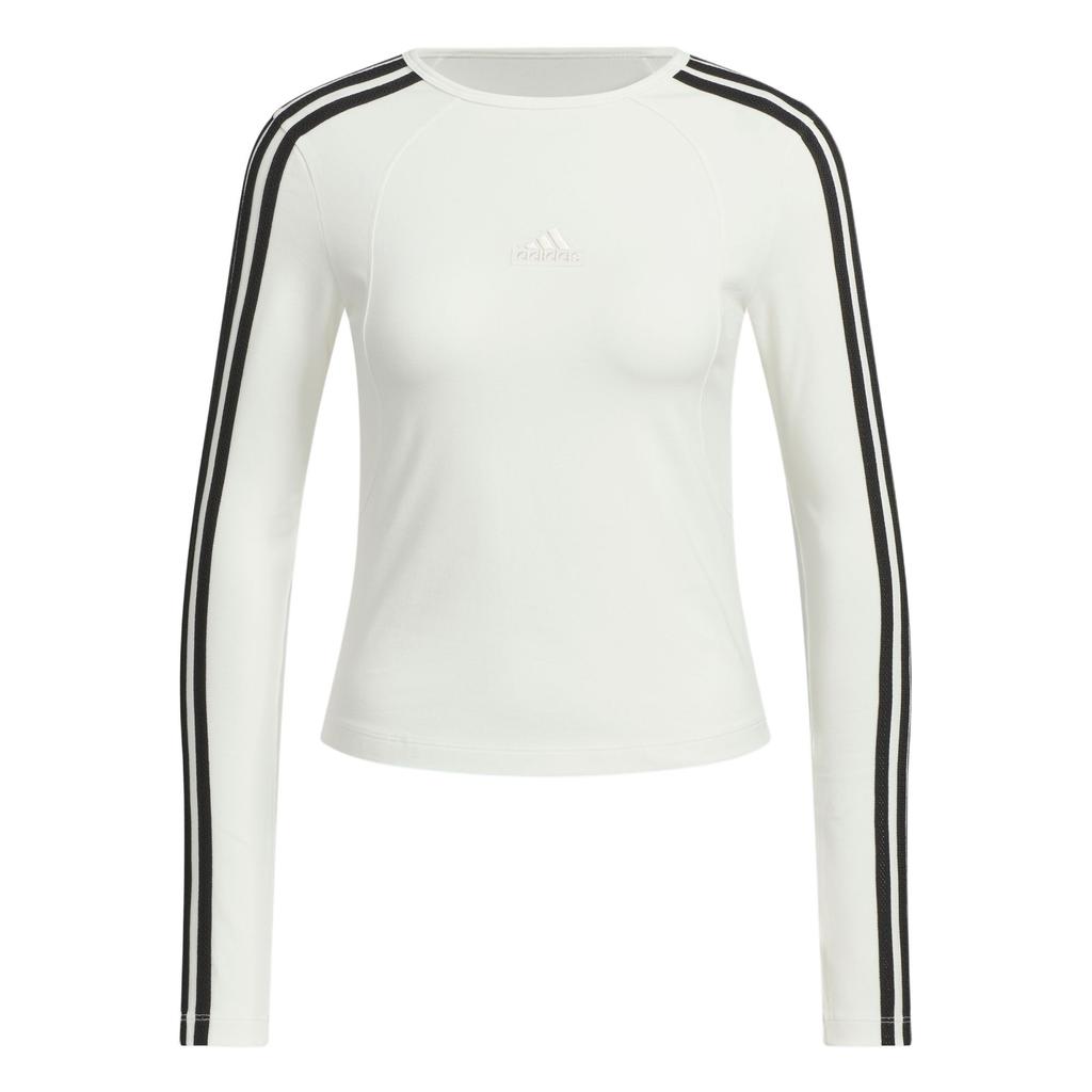 Adidas 3-Stripes Series Long Sleeve Sports Casual T-Shirt FW24 Women Tops White JW4643
