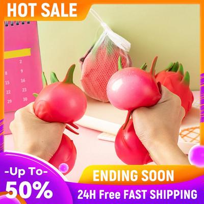 Dragon Fruit Squishies Realistic Fruit Squeeze Ball Sensory Toys for Kids Teens Adults Party Favors Birthday Gifts