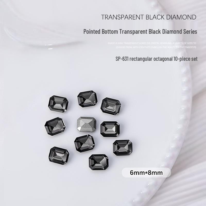 

Украшения для нейл-арта в форме сердца и квадрата со стразами - 10 штук (Прозрачный/Черный)