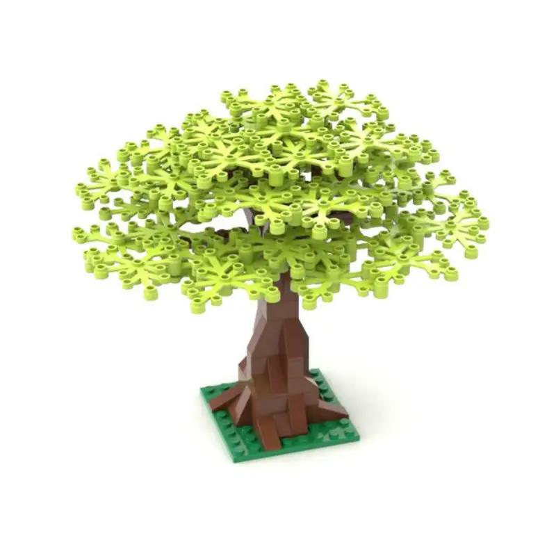 

MOC Plant Big Tree Leaves Assembling Small Particle Building Blocks Street Campus Nature Scene Ornament Parts Package. grass зелений колір