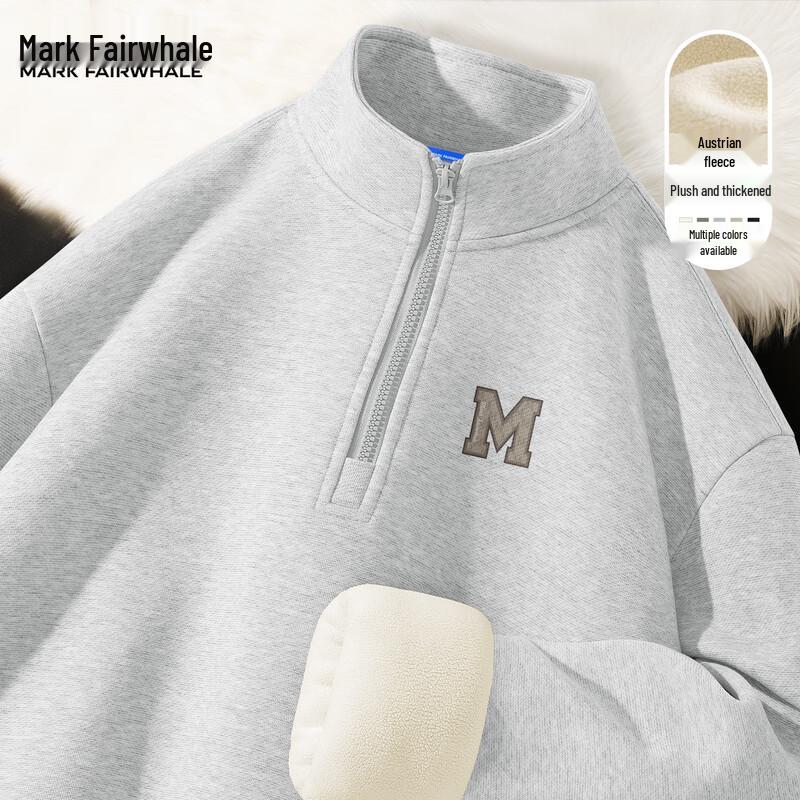 Mark Hua Fei Men's Heavyweight Fleece Half-Zip Stand-Collar Sweatshirt