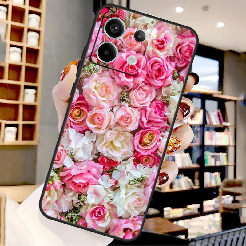 Bright Red Roses Flowers For Xiaomi Redmi Note 14 Pro 9 10 11 12 13 15 Pro Plus Case For Redmi 15 15C 14C 12C 10C 13C