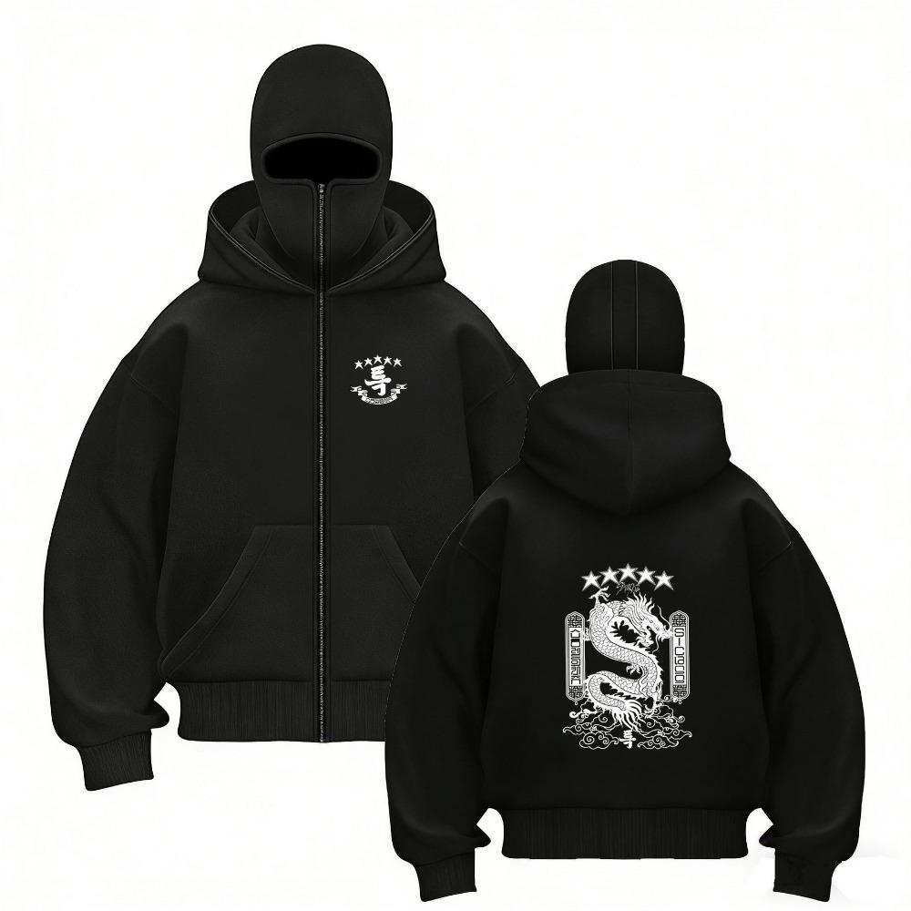 Stray Kids Europa Konzertbereich Harajuku Aufdruck Doppelhut Reißverschluss Pullover Unisex Mantel