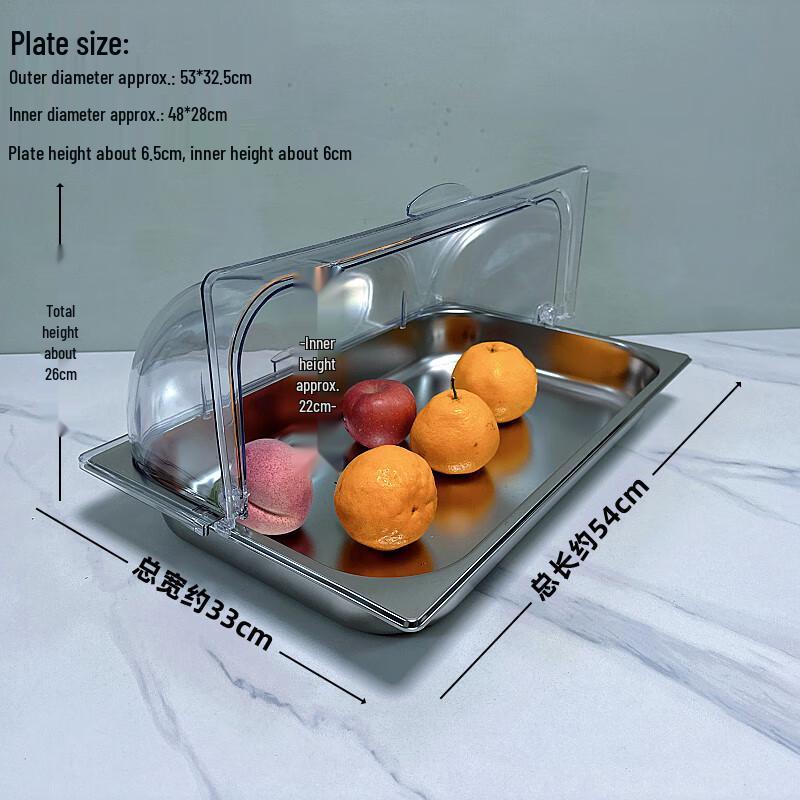 Stainless Steel Deep Buffet Serving Tray with Arched Lid