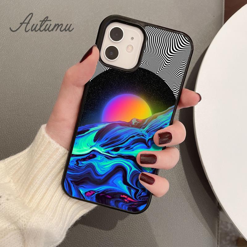 Psychedelic Trippy Abstract Art Phone Case for iPhone 11 12 13 14 Pro Max Mini XR XS SE 2020 7 8 Plus Galaxy S21 S22 Shell