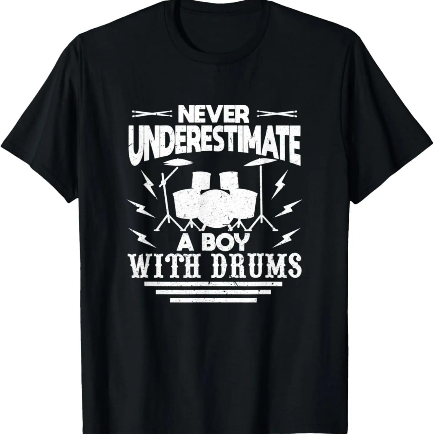 Drummer Boy Costume I Never Underestimate a Boy with Drums T-Shirt S