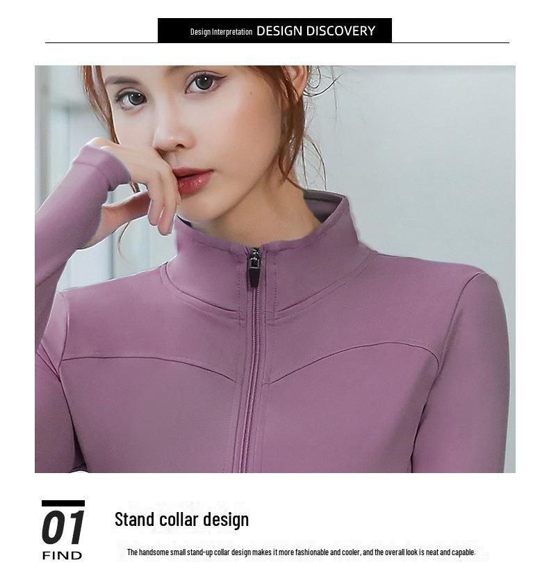 Women's Long-Sleeve Yoga Jacket & High-Waist Pants Set - Nude Peach