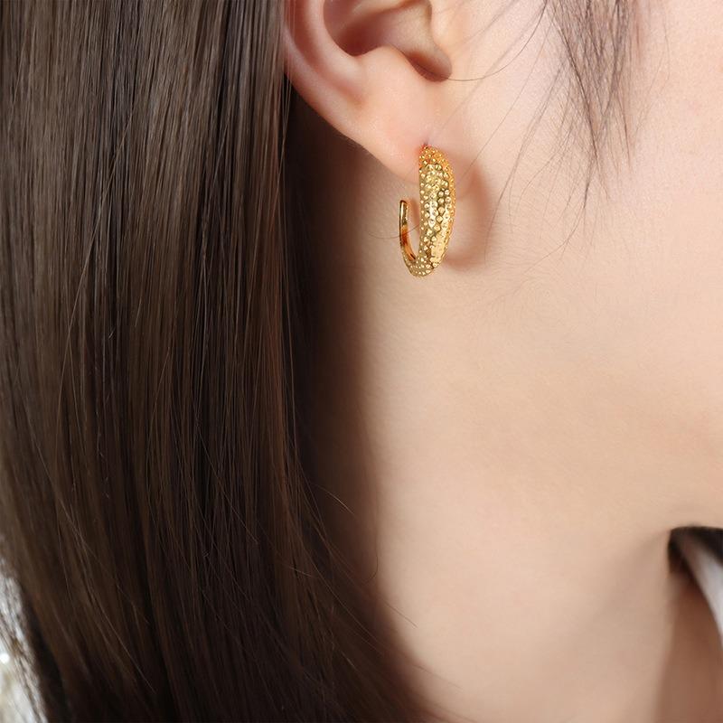 French-inspired Minimalist and Unique Earrings. Women's Stud Earrings, Titanium Steel, 18k Gold Plated Jewelry