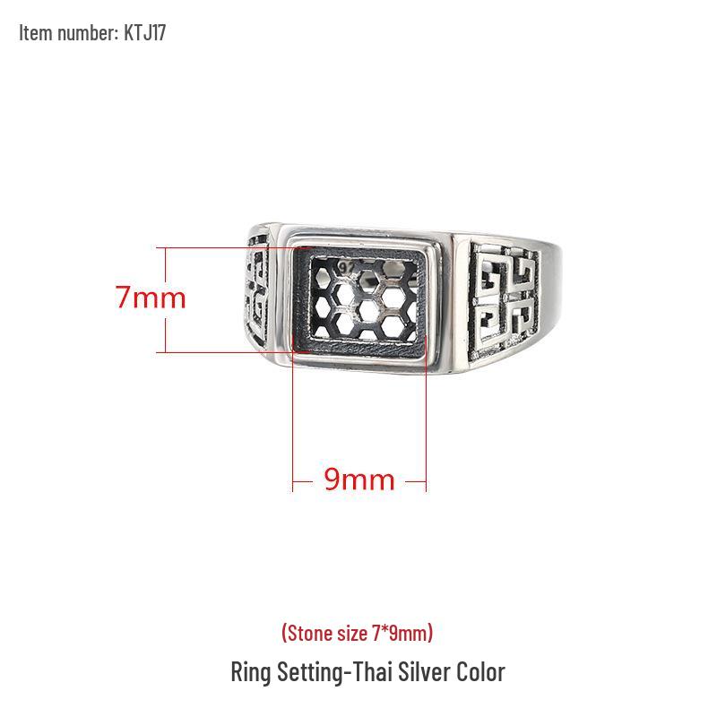 

Мужское кольцо из стерлингового серебра S925 квадратной формы с янтарной и бирюзовой инкрустацией, с простым дизайном с золотым покрытием. Adjustable Opening