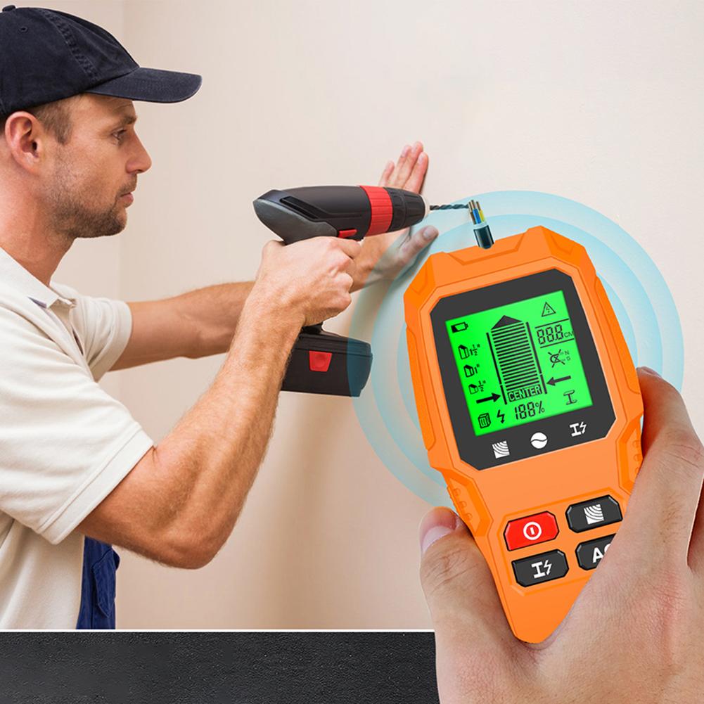 Elektrický nástěnný snímač 7 v 1 s LCD Display Detektor svorníků Vysoká přesnost pro dřevěné magnetické kovové kovové AC dráty