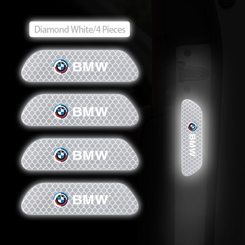 4Pcs Car Door Warning Sticker Night Reflective Decal For BMW E46 E90 E60 F30 F10 E39 E36 F20 G20 G30 E92 E87 E91 X5 E70 F11 E30 YF6