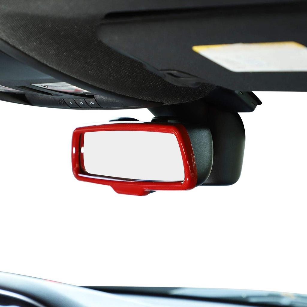 JeCar Interior Rear View Mirror Cover Trim for Dodge Challenger 2015-2020 for Dodge Charger 2010-2020 for Dodge Ram 2010-2017 (Red)