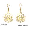 Dawapara Lotus Flower Earrings Zircon Spiritual Lotus Healing Charms Buddhist Yoga Jewelry Stainless Steel Dangle Earrings