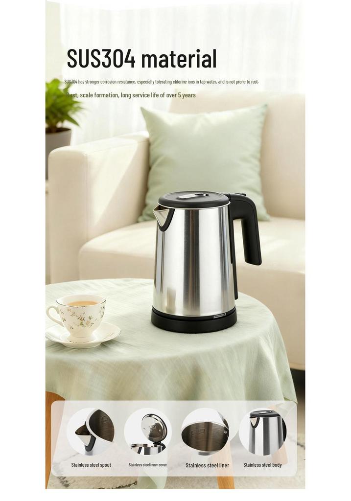 Hotel Exclusive Mini Electric Kettle: Fully Automatic 304 Stainless Steel Boiler for Guestroom.