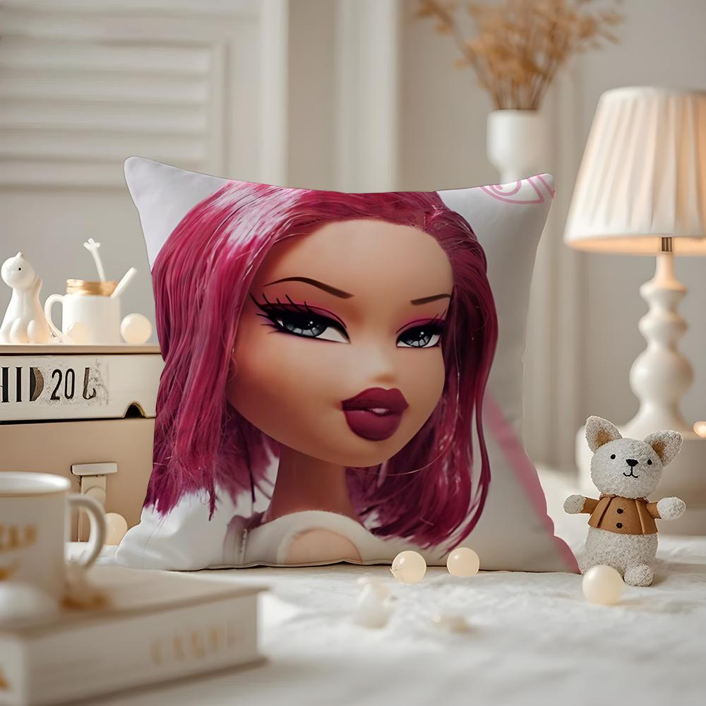 BBratzZ Fashion mMask gGirl Cushion Cover Antidustmite Pillowcase Invisible Zipper Silky Short Plush Sofa Cushion Cover