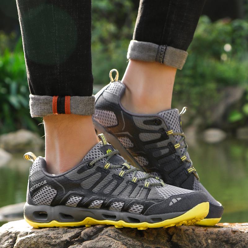 Leather Men Casual Shoes Male Summer Shoes Mesh Breathable Men Sneakers Rubber Sole Men'S Hiking Shoes Outdoor  De