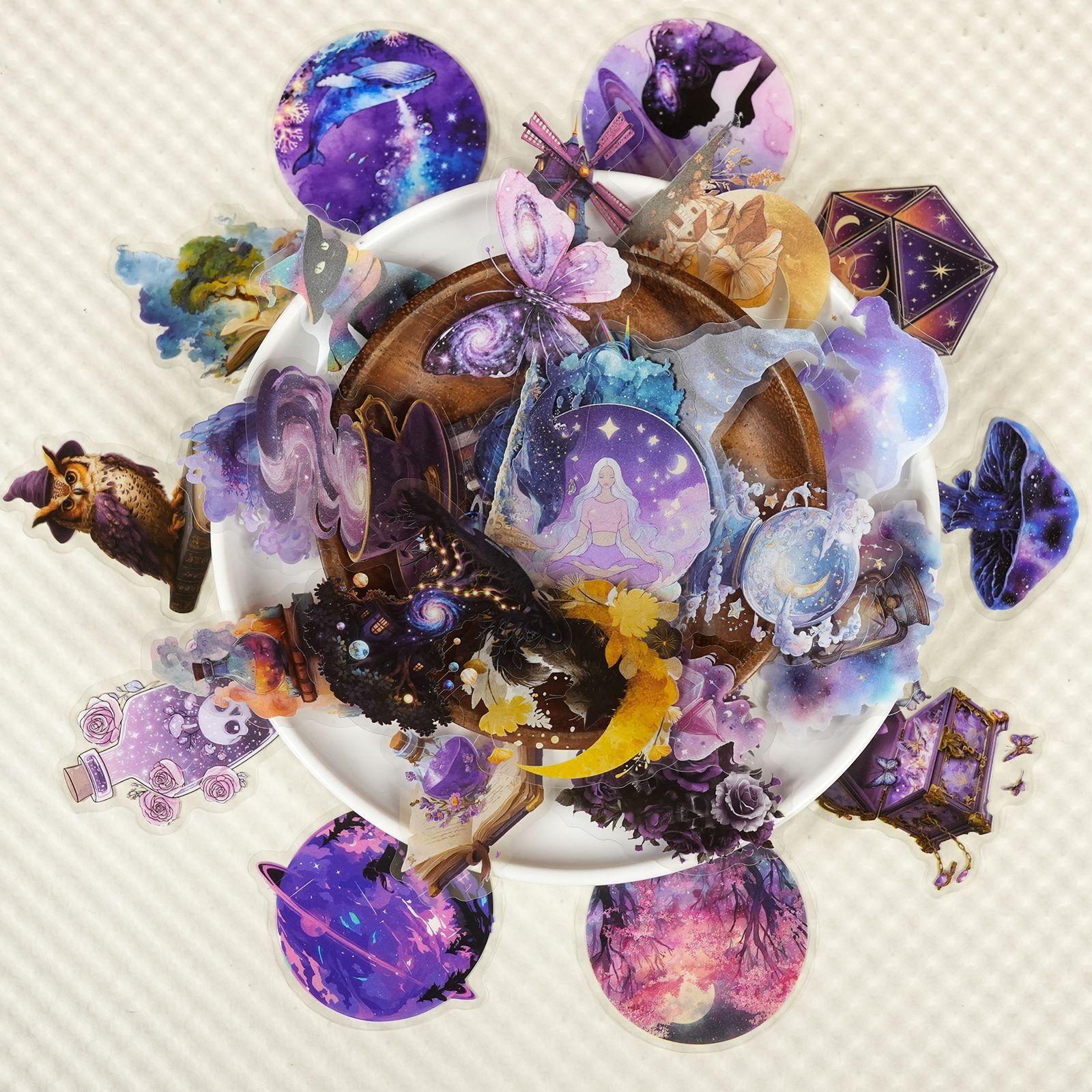 

56 Purple Magic Planet Transparent Pet Stickers High Value Cartoon Hand Account Material Stickers