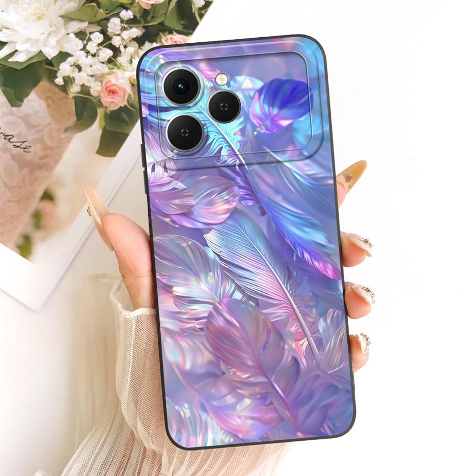 Per Tecno Spark 40 Custodia KM5 Nuova Lusso Fiori Caramella Verniciata Copertura Morbido Silicone Custodia Telefono Per Tecno Spark 40C Spark40 C Fundas