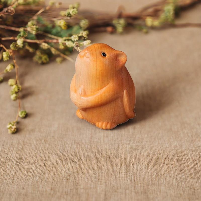 Chinese Zodiac Wood Carving Chinese New Year Ornaments Mini Statue Cute Snake Animal Decor Office Desktop Pendant Car Decoration