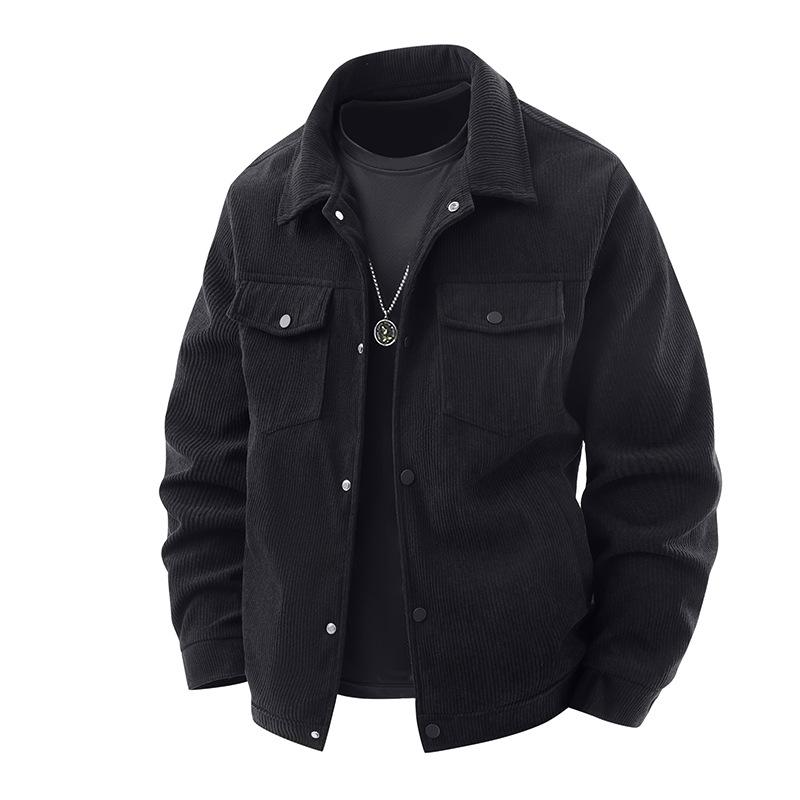 Spring and Autumn Corduroy Men's Turn-Down Collar Trendy Jacket Casual Loose Trendy Youth Windproof Jacket