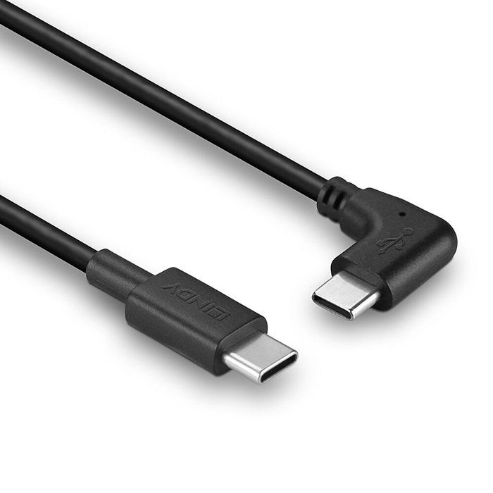 LINDY Câble USB C vers USB type C coudé - 50cm noir