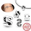 925 Sterling copper Clear Zircon Sparkling 26 A-Z Letters Alphabet DIY Name Beads Fit Original Pantaro Charms Bracelet Zircon