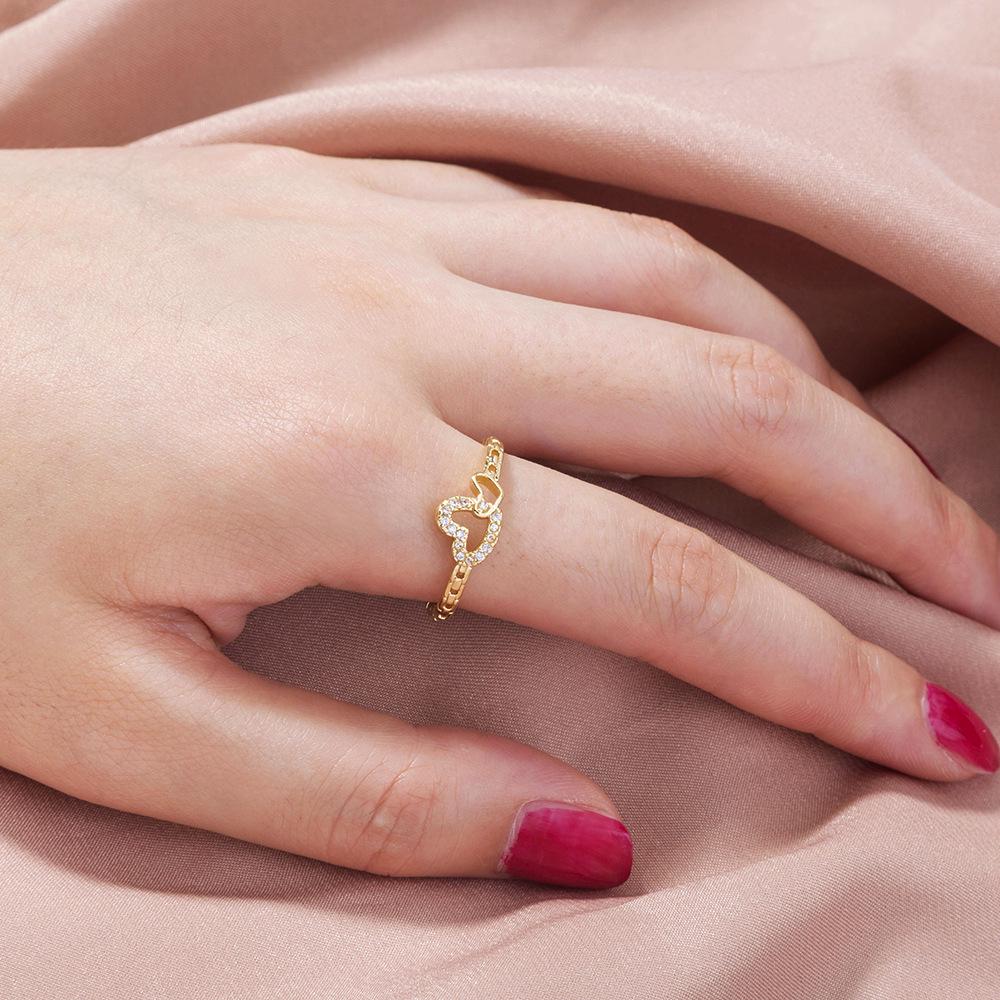 Gold-Plated Zircon Retro Ring for Women - European & American Style Index Finger Accessory