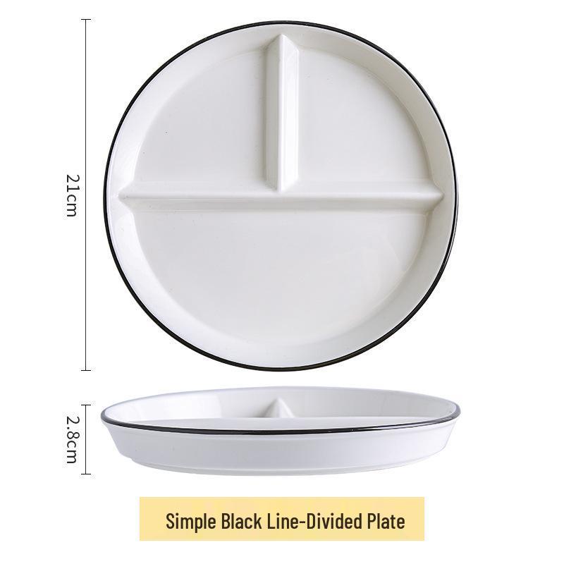 Fat-Reducing Ceramic Meal Plate with Three Compartments for Balanced Breakfasts