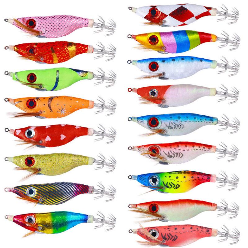 10CMLuminous Wood Shrimp9GSet of Big Eye Shrimp Lure Bait Squid Hook High Simulation Bait Night Fishing Bass Special for Bluefis