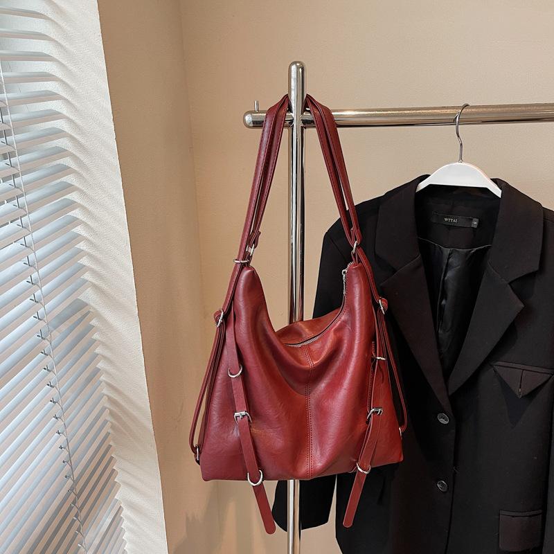 Large Capacity Bag Women's 2025 Autumn New Fashion Casual Tote Bag Retro Commuter Messenger Bag Backpack Bag