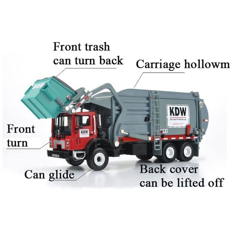 KDW 1:24 Garbage Truck Cleaning Vehicle Model Alloy Materials Handling Cleaning Dustcart Car Boys Game Toys for Kids Gift