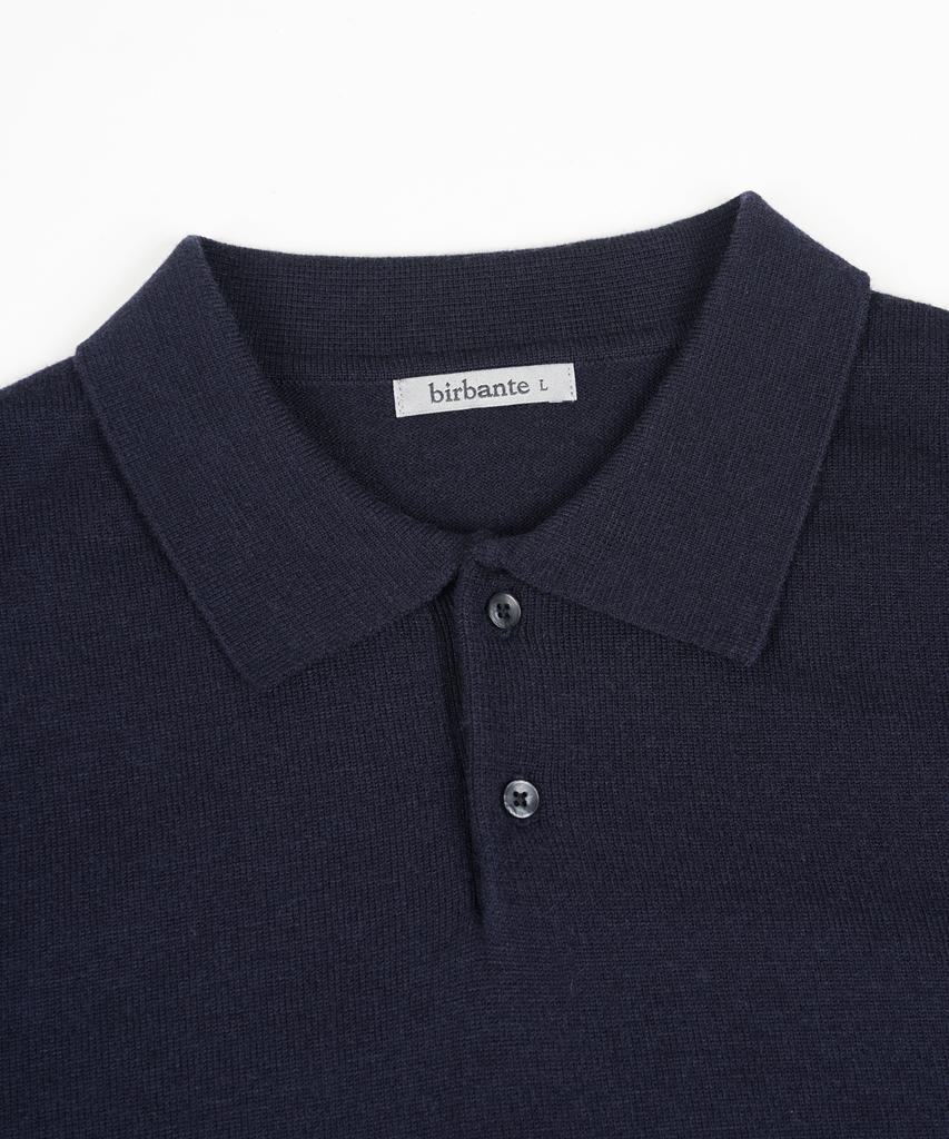 BIRBANTE Soft Washable Collared Knit - Dark Navy