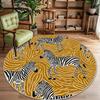Thickened Children Cute Zebra Round Rug Retro Decor Home Bedroom Living Room Sofa Area Carpet Non-slip Washable Plush Floor Mat