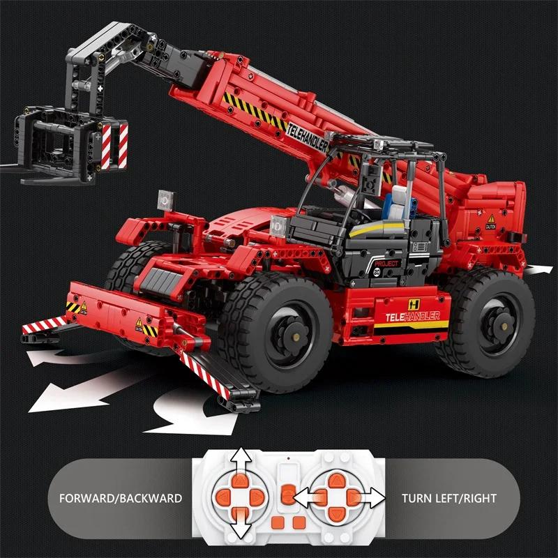 2096PCS Telescopic Forklift Building Blocks City Engineering Vehicle Remote Control Car Model Bricks Kids DIY Toy Birthday Gifts