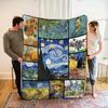 1 Vintage-Inspired Van Gogh Art Flannel Blanket - Soft, Warm, and Cozy, Ideal for Napping, Camping, Travel, and Home Decor