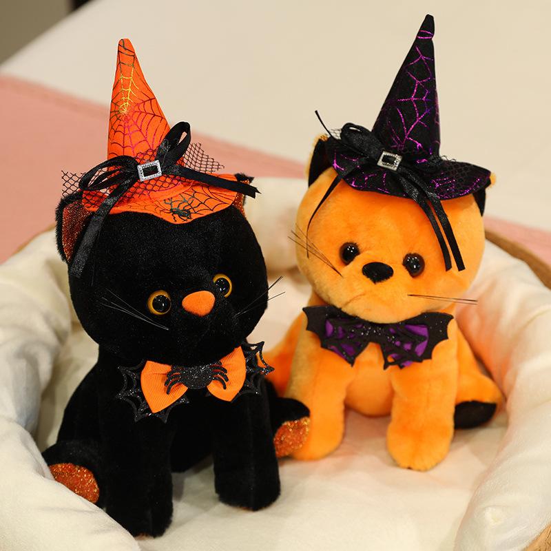 Halloween Magical Black Cat Plush Toy Party Decor Childrens Soft Doll Gift Cat