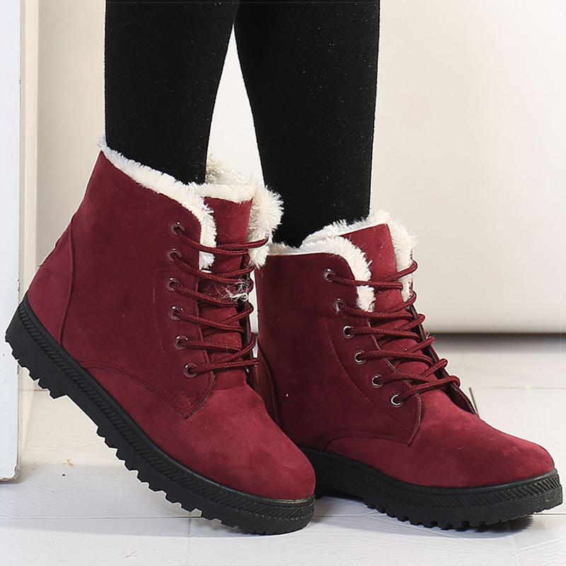 Women Boots Warm Fur Ankle Boots For Women Winter Shoes With Heels Snow Boots Winter Botas Women's Low Heel Boot